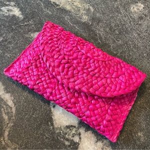 Pink straw clutch